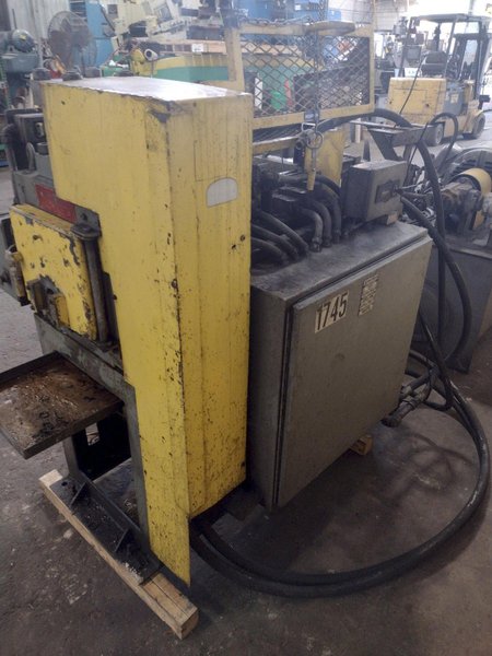 25,000 LB MITCHELL (4) DIE IN LINE TUBULAR CONVEYOR ROLL SHAFT END FORMING MACHINE: STOCK #15296
