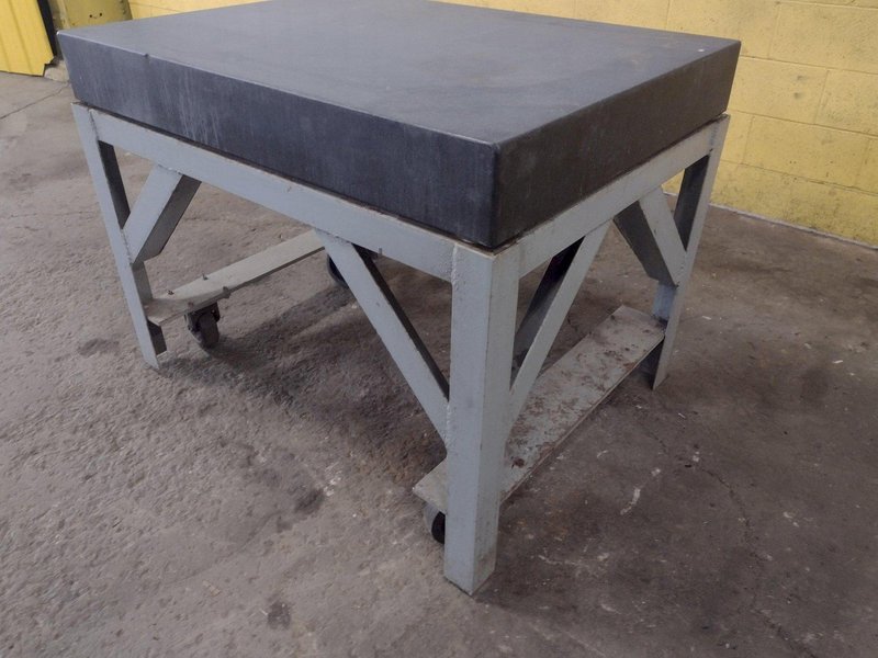 36&quot; X 48&quot; x 6.25&quot; BLACK GRANITE PLATE WORK TABLE ON WHEELS: STOCK #17862