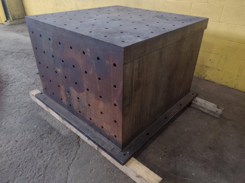 48&quot; x 48&quot; x 36&quot; HIGH INTERLAKE DRILLED &amp; TAPPED SET-UP / RISER TABLE: STOCK #16475