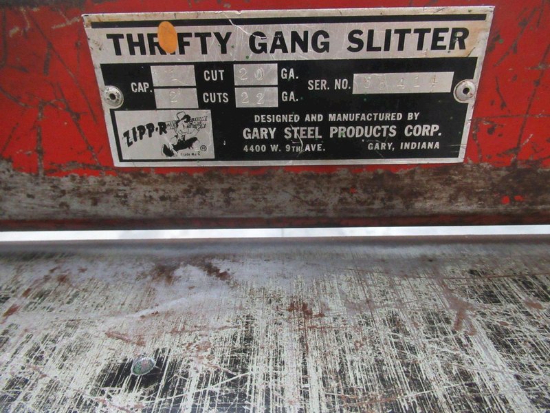 Thrifty Gang Slitter, Motorized 20 Gauge Capacity, (2) Sets of Blades, 3' Max Width, Single Phase