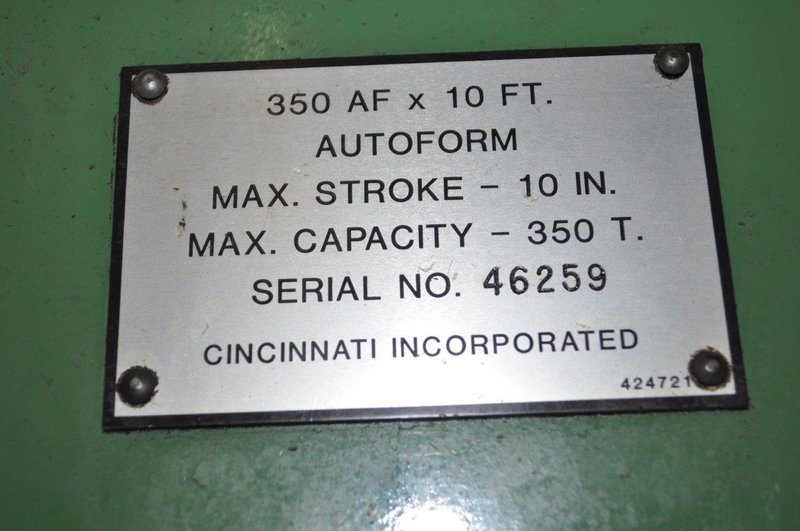 350 TON X 12&#039; CINCINNATI HYDRAULIC PRESS BRAKE