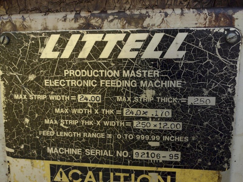 24&quot; WIDE X .093-.250&quot; X 6,000 LB LITTELL SERVO COIL FEED LINE: STOCK #19223