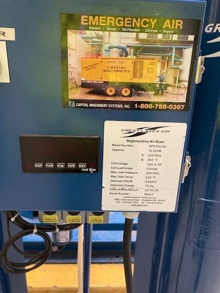 75 SCFM 2015 GREAT LAKES AIR MODEL #GPS-75-116 REGENERATIVE AIR DRYER: YOBRO 25158