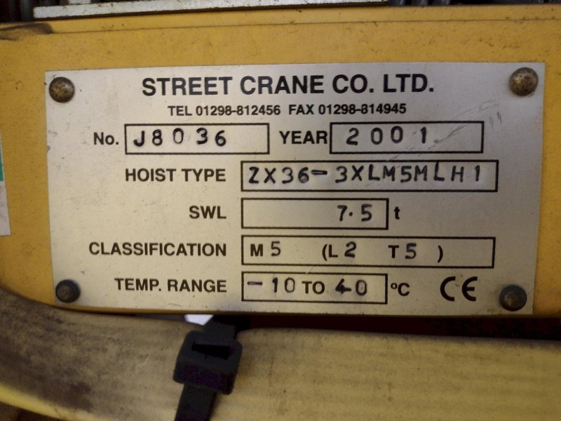 7.5 TON DESHAZO SINGLE GIRDER TOP RUNNING BRIDGE CRANE WITH STREET HOIST: YOBRO 24991