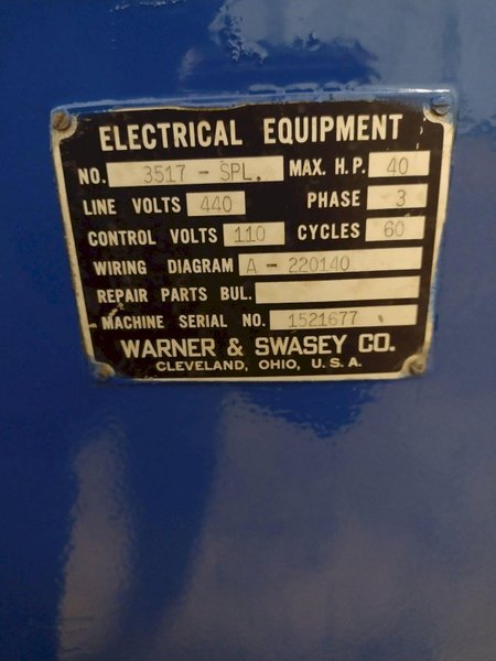3A WARNER &amp; SWASEY MODEL #M3500 CROSS SLIDING TURRET LATHE: YOBRO #25678