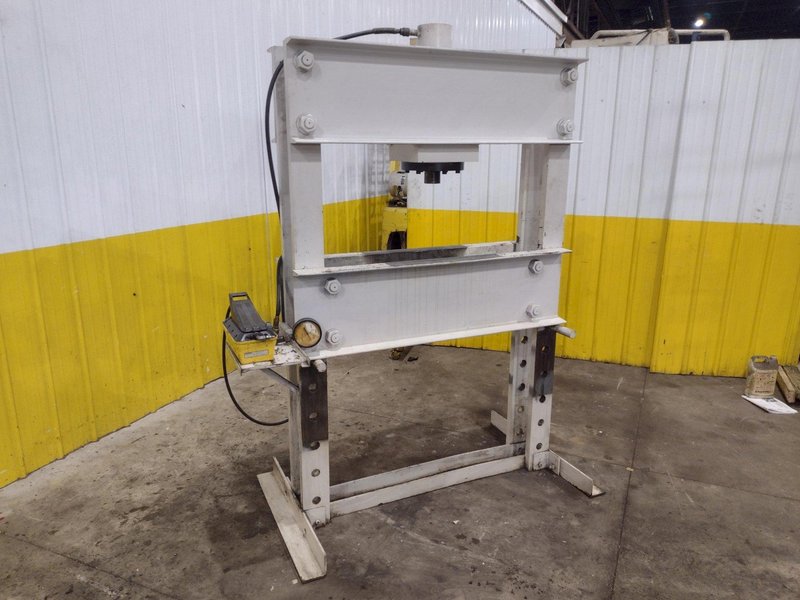 50 TON ENERPAC H-FRAME AIR OVER OIL SHOP PRESS: YOBRO #25793