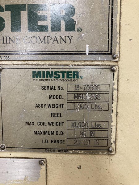 10,000 lbs. x 26&quot; Minster &quot;Conventional&quot; Servo Coil Feed Line, Year 1995