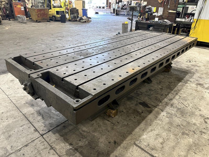 6&#039; X 14&#039;6&quot; HEAVY DUTY T-SLOTTED LAYOUT TABLE ON RAISED BASE: STOCK #21788