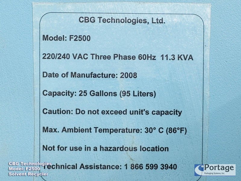 CBG Technologies Model: F2500  ||  Solvent Recycler