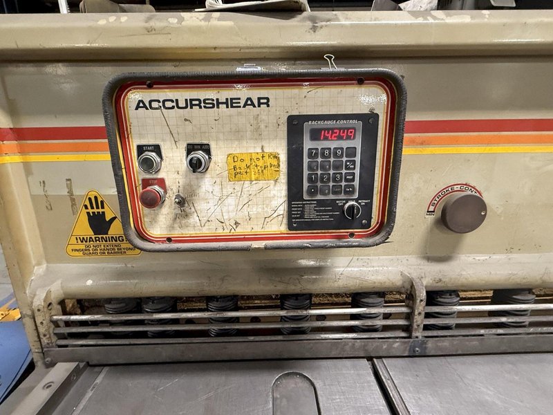 10&#039; x 1/4&quot; ACCURSHEAR MODEL #625010 HYDRAULIC POWER SQUARING SHEAR 1995: STOCK #23622