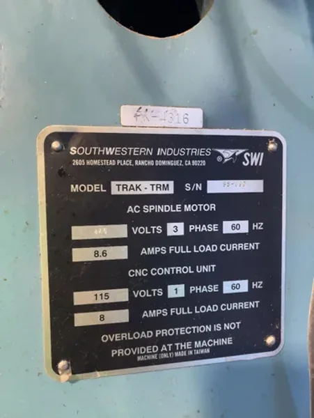 SWI 50” X 10” CNC VERTICAL MILL  -  TRAK-TRM