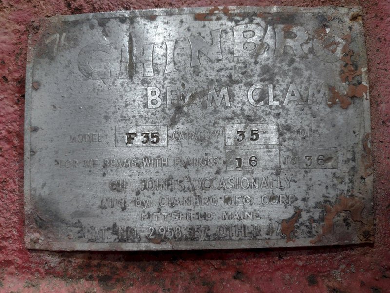 35 TON CHINBRO BEAM CLAMP F35: STOCK #19959