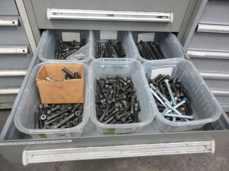 9 Drawer Heavy Duty Cabinet with Fasteners, Nuts, Bolts, Washers- Auction Item