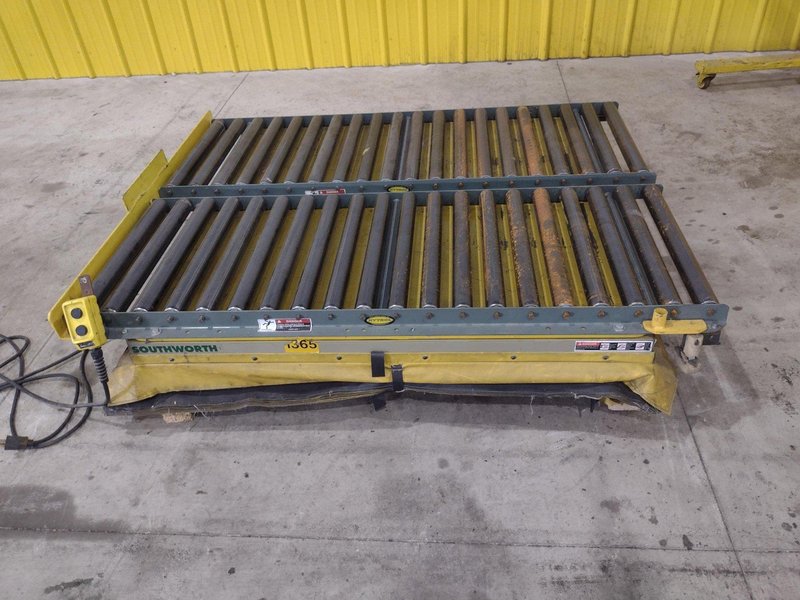 60" X 48" X 3500 LB SOUTHWORTH MODEL #LS4-36 DOUBLE ROLLER TOP LIFT TABLE, 110V SINGLE PHASE: STOCK #20929