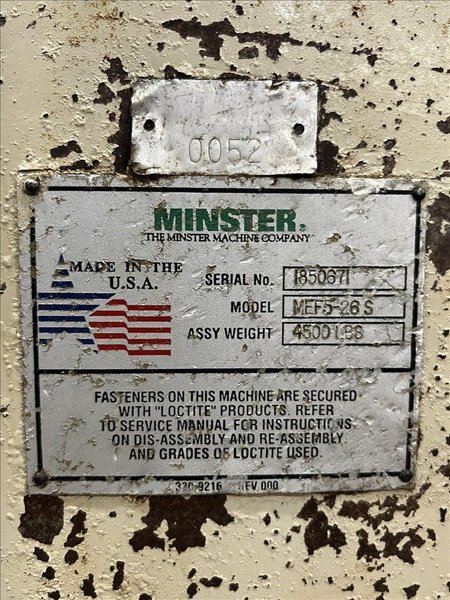 MINSTER Complete Coil Feed Line 15,000 Lbs. x 26&quot; Wide