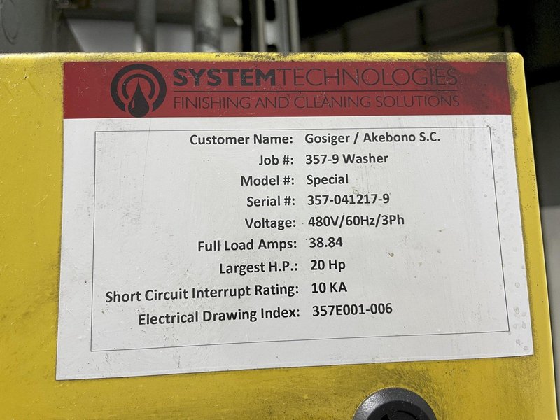 SYSTEM TECHNOLOGIES MODEL @CMI-123-480 CLEAN MACHINE HIGH PRESSURE STAINLESS STEEL PARTS WASHER: STOCK #14483