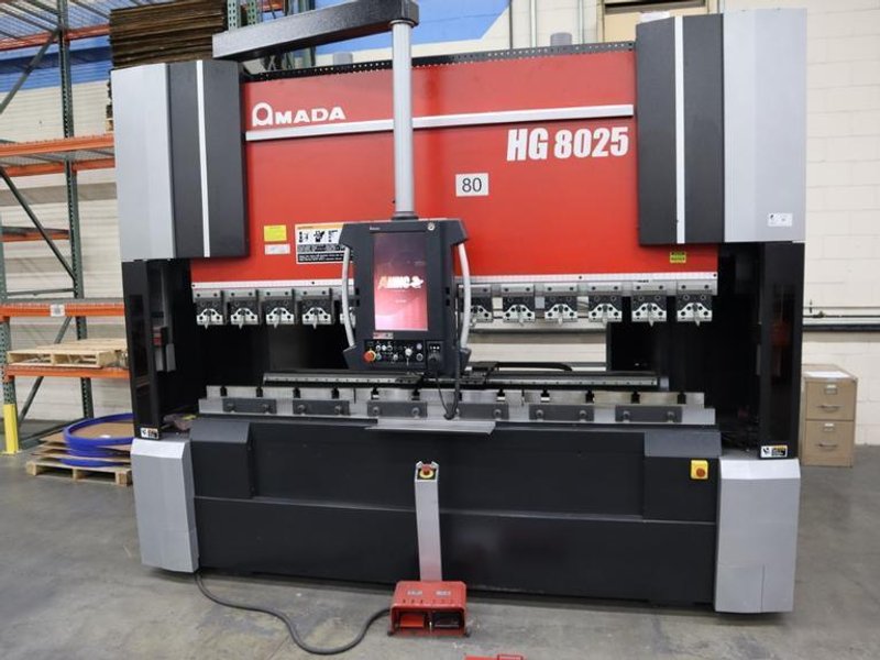 Amada HG 8025 CNC Hydraulic Press Brake, 88 Ton x 102.4", AMNC 3i Controls, Down-Acting, Curtains -New 2016
