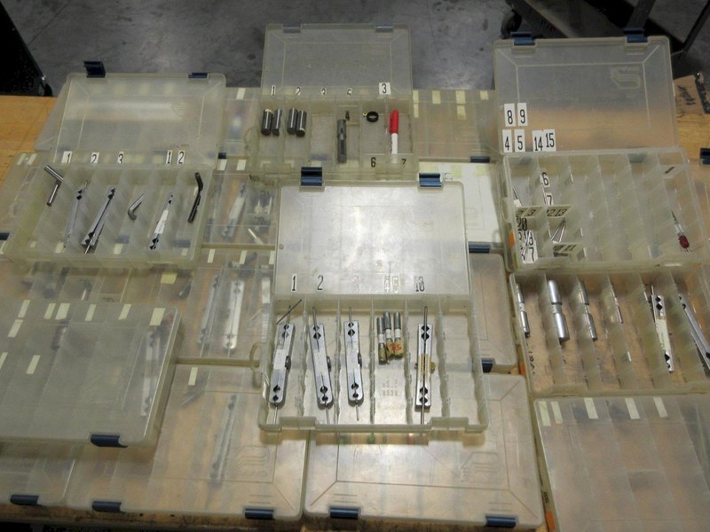 Gage Pins and Pin Holders,  Go/No-Go Pin Sets in Plano Plastic Divider Cases- Auction Item