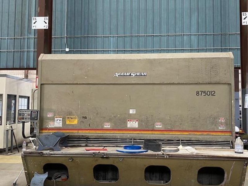 12' X 3/4" ACCURSHEAR 875012 HYDRAULIC PLATE SHEAR. STOCK # 0787924