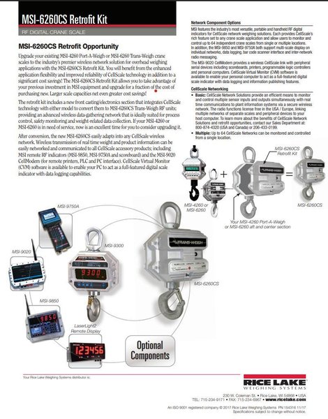 120,000 LBS MSI MODEL #6260CS TRANS-WEIGH WIRELESS LOAD CELL, FOR CRANE SCALE: YOBRO #24761