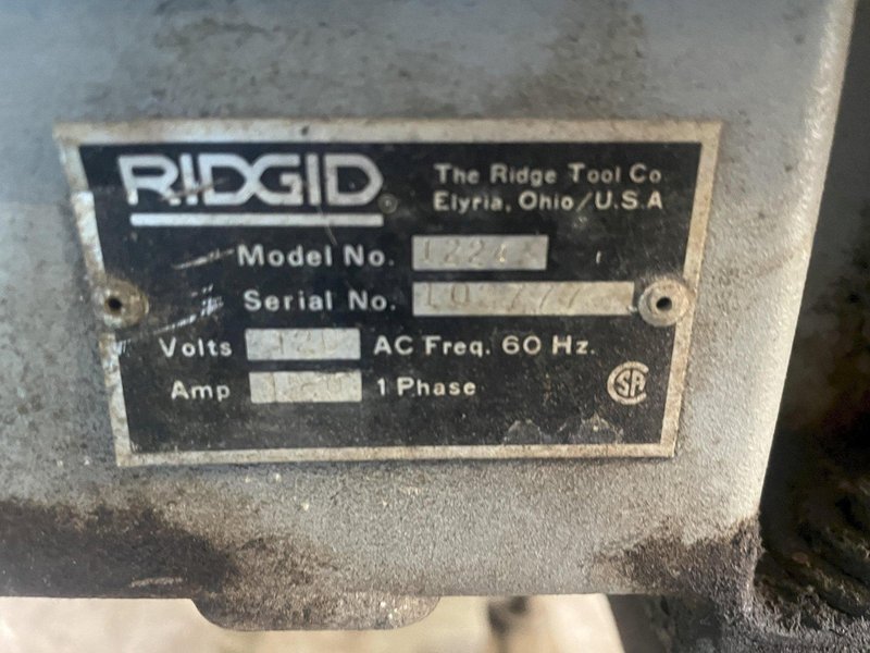 4&quot; RIDGID MODEL #1224 BOLT &amp; PIPE THREADER: STOCK 77035
