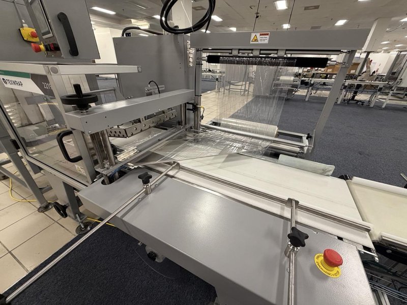 Complete Packaging Line for trays / flat Product including Custom Conveyor System, (2) Texwrap L-Bar Sealers and Heat Tunnels, Econocorp Automatic Cartoner and Case Packer and CTM Case labeler, 2023