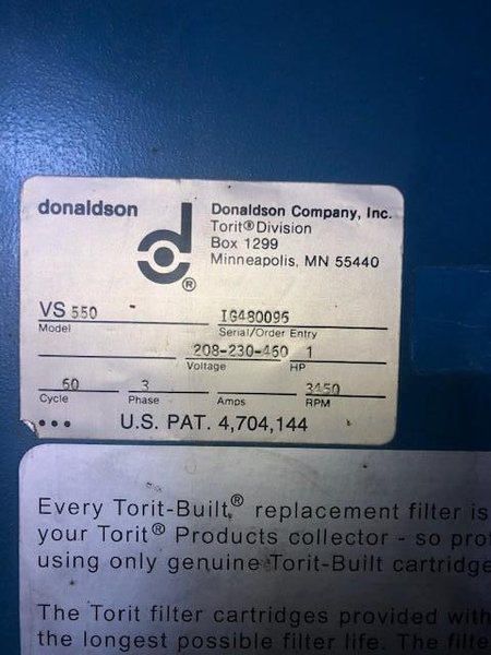 TORIT DUST COLECTOR MODEL VS550 STOCK #2426