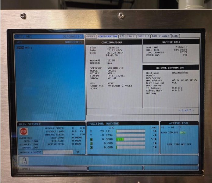 2014 Haas UMC-750 5-Axis CNC Vertical Machining Center For Sale