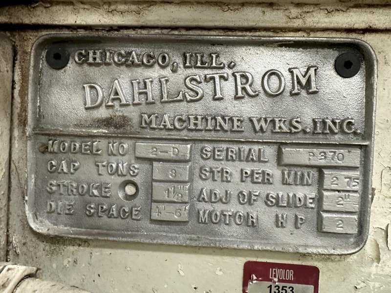 8 TON DAHLSTOM 4 POST CUT OFF PRESS: STOCK #78005
