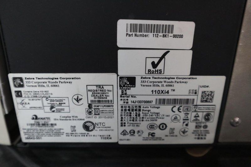 Zebra 110Xi4 Label Printer, 203 dpi, 4" Wide Label Cap- Auction Item