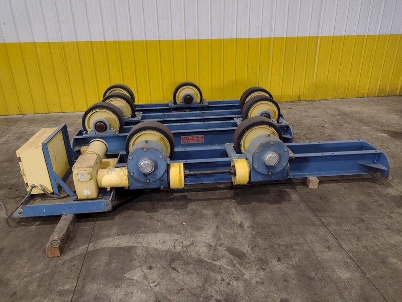 40 TON (80,000 LBS) x 15' WEBB MODEL R-500 POWERED TANK TURNING ROLLS; 1 DRIVE &amp; 3 IDLERS: STOCK #23747