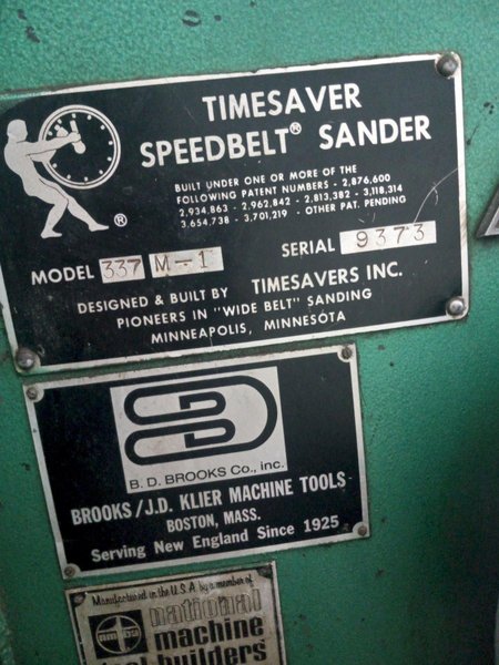36&quot; TIMESAVER 337M-1 DRY BELT GRINDER/SANDER. STOCK # 0903824.