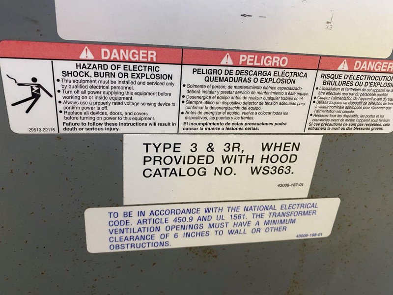 30 KVA SQUARE D 480 - 208Y/120 VOLT ELECTRICAL TRANSFORMER: STOCK 18911