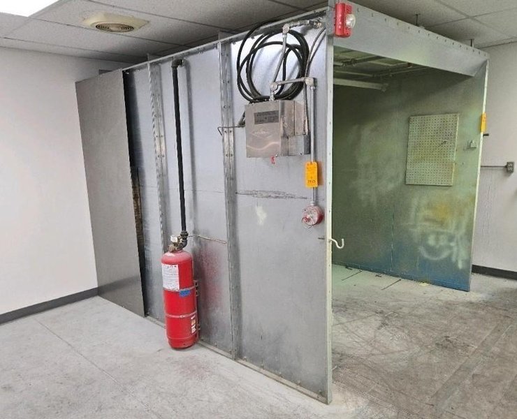 9' X 9' X 8' AMEREX PAINT SRAY BOOTH, WITH FUME COLLECTION &amp; FIRE SUPRESSION: YOBRO #24675