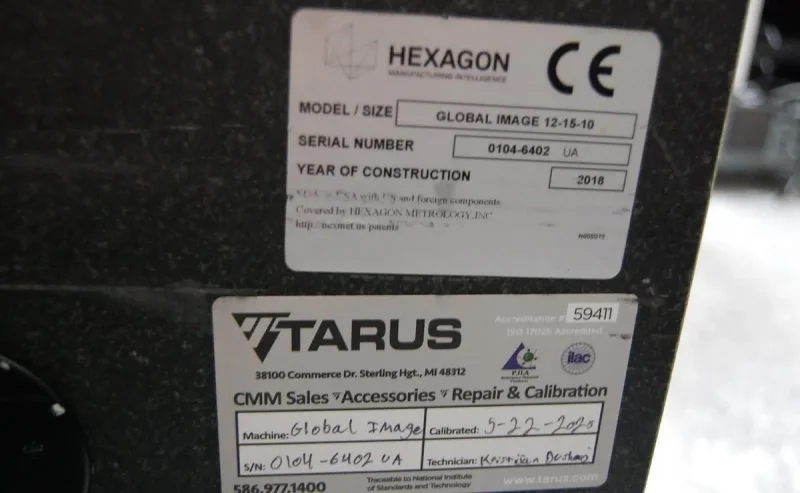 2018 HEXAGON Global Image 12.15.10 | Coordinate Measuring Machines