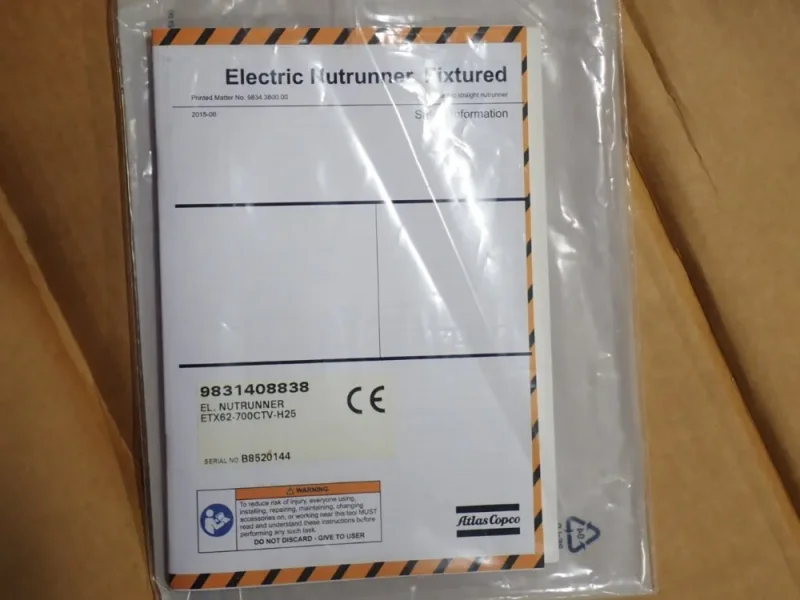 ATLAS COPCO ELECTRIC TORQUE NUTRUNNER  -  ETX62-700CTV