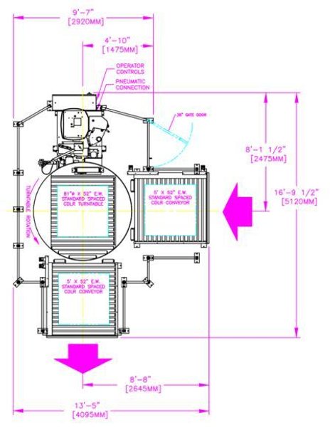 50" x 48" x 92" HIGH LANTECH AUTOMATIC SHRINK WRAPPER WITH IN-FEED &amp; OUT-FEED CONEYOR: YOBRO #26209