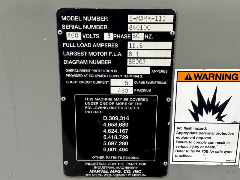 18" x 22" MARVEL SERIES 8 MARK III VERTICAL TILT FRAME BANDSAW: STOCK #23228