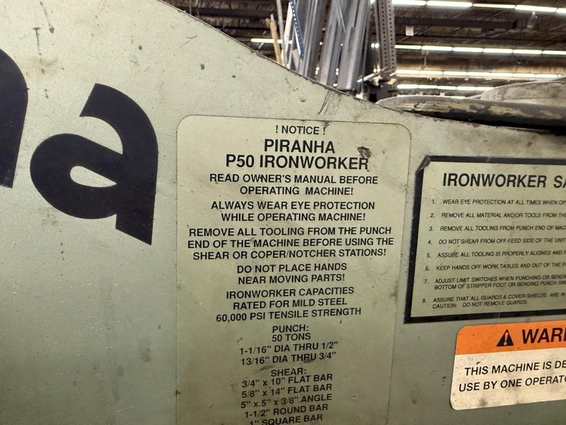 50 TON PIRANHA MODEL #P50 HYDRAULIC IRONWORKER: YOBRO #25289