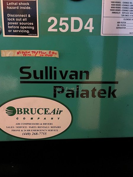 25 HP Sullivan-Palatek 25D4J Rotary Screw Air Compressor, 2004