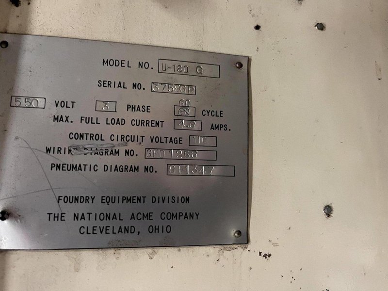 Shalco model u180 gas fired shell core machine with gun drilled heater plates, gas system and controls