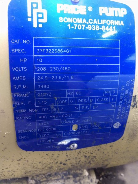(2) 10 HP GENERAL AIR PRODUCTS BLOWER MODEL #FPSED44 TWIN MOTOR PUMP: STOCK #13546