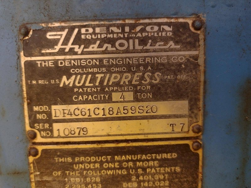 4 TON DENISON HYDRAULIC C FRAME PRESS: STOCK 13570