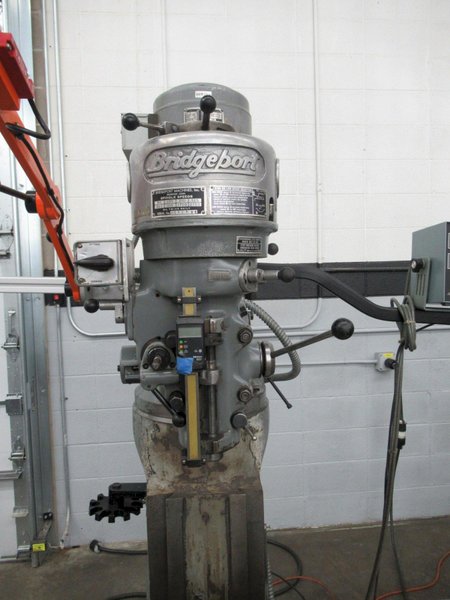 Bridgeport 1J Vertical Knee Mill, Acu-Rite Millmate 2-Axis DRO, X-Axis Power Feed, Power Quill Feed