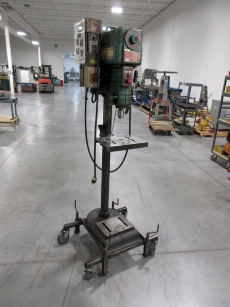 Powermatic Model 1150 15" Drill Press on Portable Rolling Stand, Wired Through Emerson VFD 120V Single Phase- Auction Item