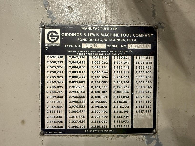 8&#039; ARM x 19&quot; GIDDINGS &amp; LEWIS MODEL #956-CHIPMASTER RADIAL ARM DRILL: STOCK #23553