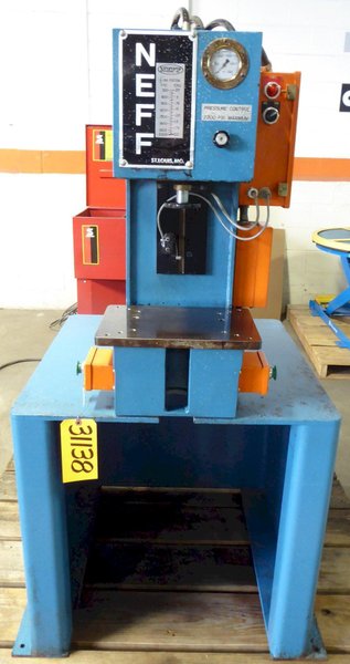 2 Ton NEFF Gap Frame Hydraulic Press D2-2M,  6&quot; Str., 12&quot; DL, Stand