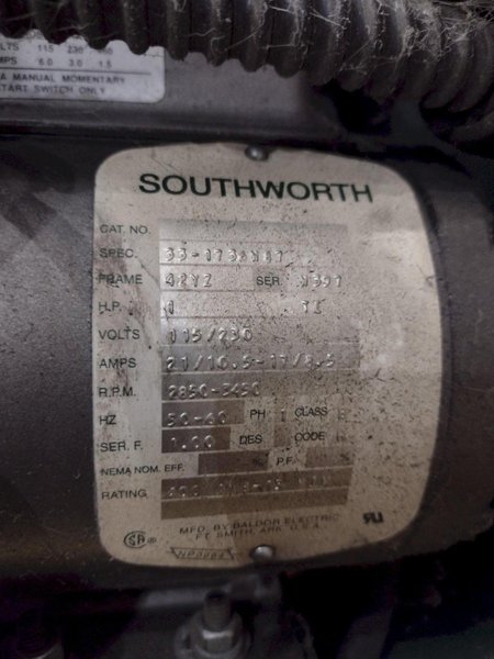 4,000 LBS SOUTHWORTH HYDARULIC PALLET TIPPER / UPENDER, 110V SINGLE PHASE: STOCK #22328