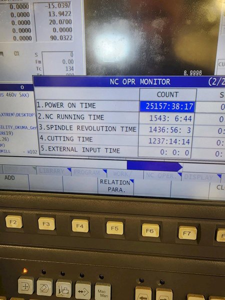 Okuma Genos M460V-5AX 5-Axis CNC UMC, 2021 – Robot Loader, Chip Conveyor, Mist Collector