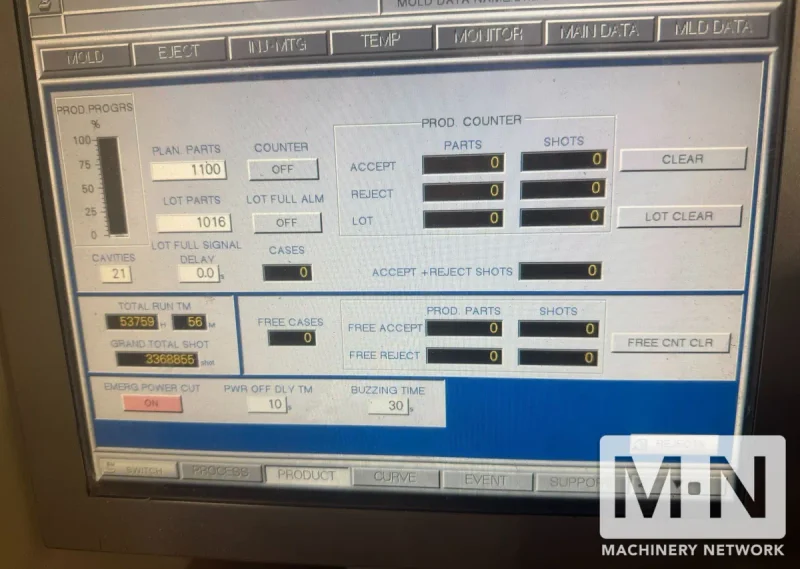 397 TON 26 OZ NISSEI MODEL NEX360IV-100LE ELECTRIC INJECTION MOLDING MACHINE MFG 2006